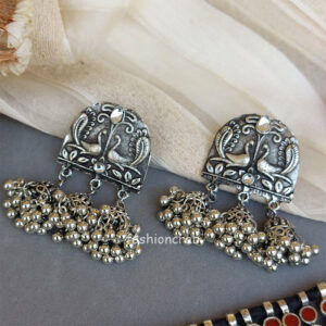 Traditional Afghani Oxidised Silver Meena Work Choker Necklace