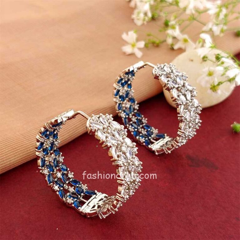 American Diamond Earrings - Blue Stone