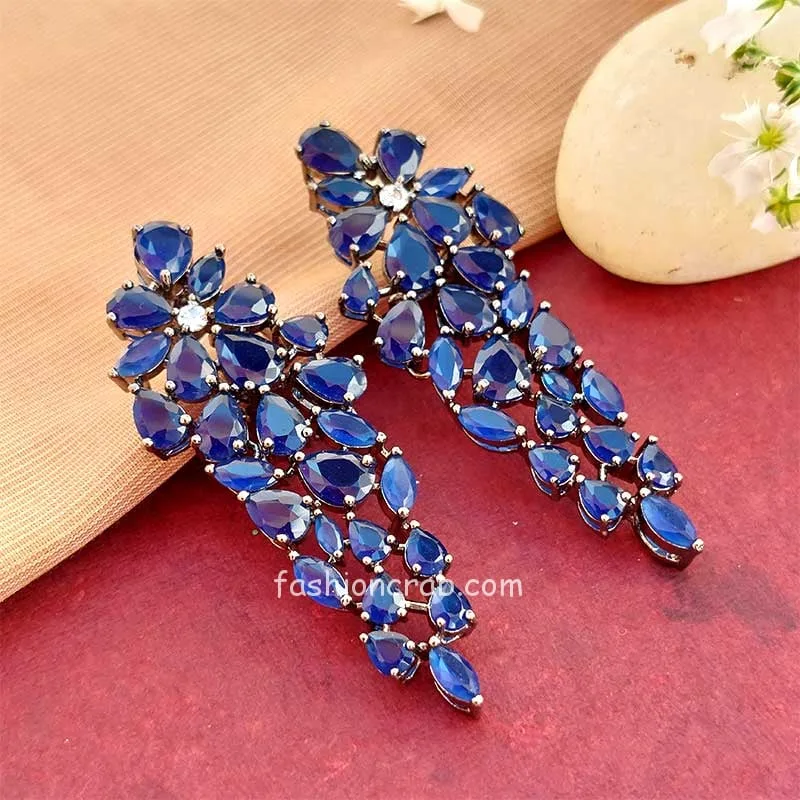 Blue Stone Earrings for Gown