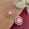 Dark Pink Kundan Pearl Studs for Women & Girls