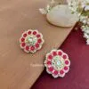 Dark Pink Kundan Pearl Studs for Women & Girls