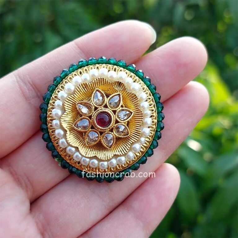 Kundan Studded Adjustable Flower Style Beautiful Ring-Pink