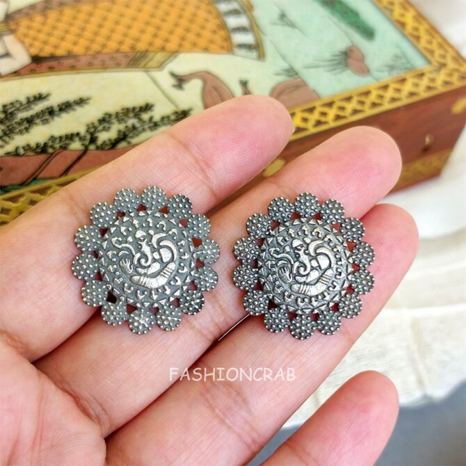 Oxidised Ganpati Earrings-01 Oxidised Ganpati Earrings