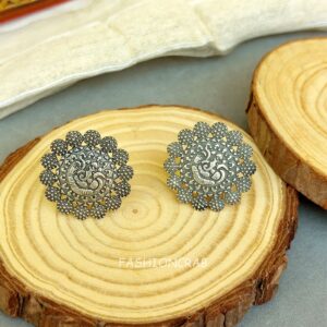 Oxidised Ganpati Earrings