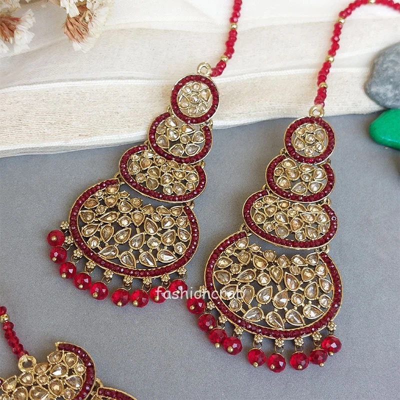 Rani Maang Tikka Set – Maroon