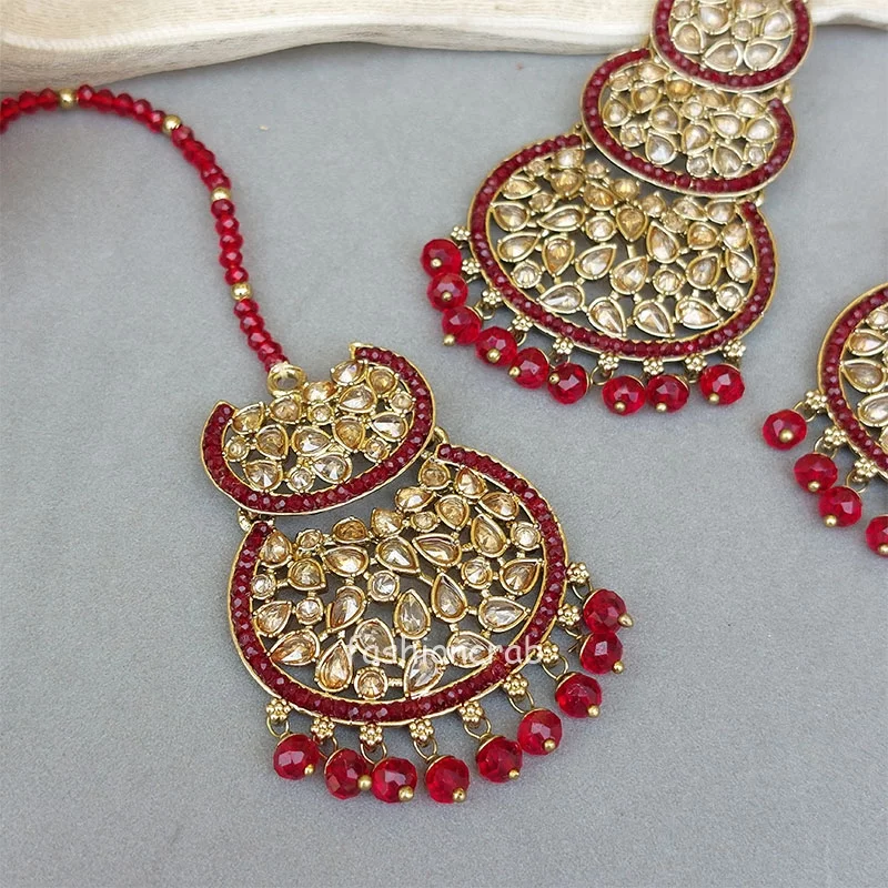 Rani Maang Tikka Set – Maroon