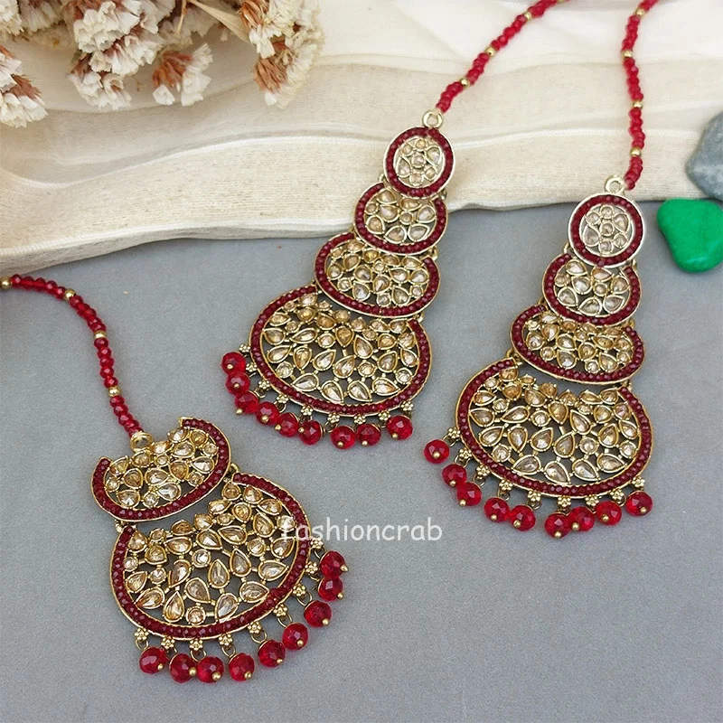 Rani Maang Tikka Set – Maroon