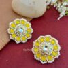 Yellow Kundan Pearl Studs for Women & Girls