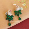 Cubic Zirconia Peacock Earrings - Green