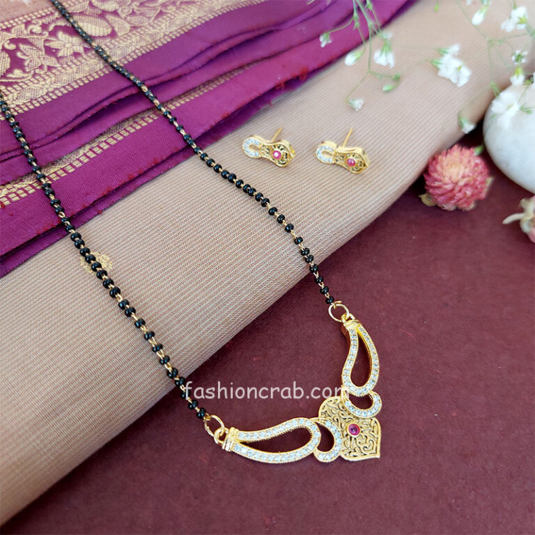 American Diamond Mangalsutra with Earrings for Women