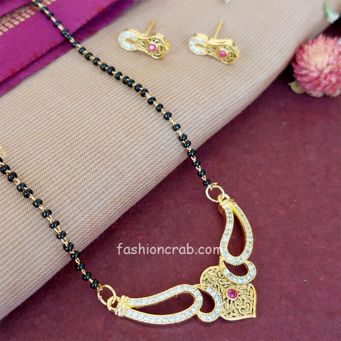 American Diamond Mangalsutra with Earrings for Women American Diamond Mangalsutra with Earrings for Women