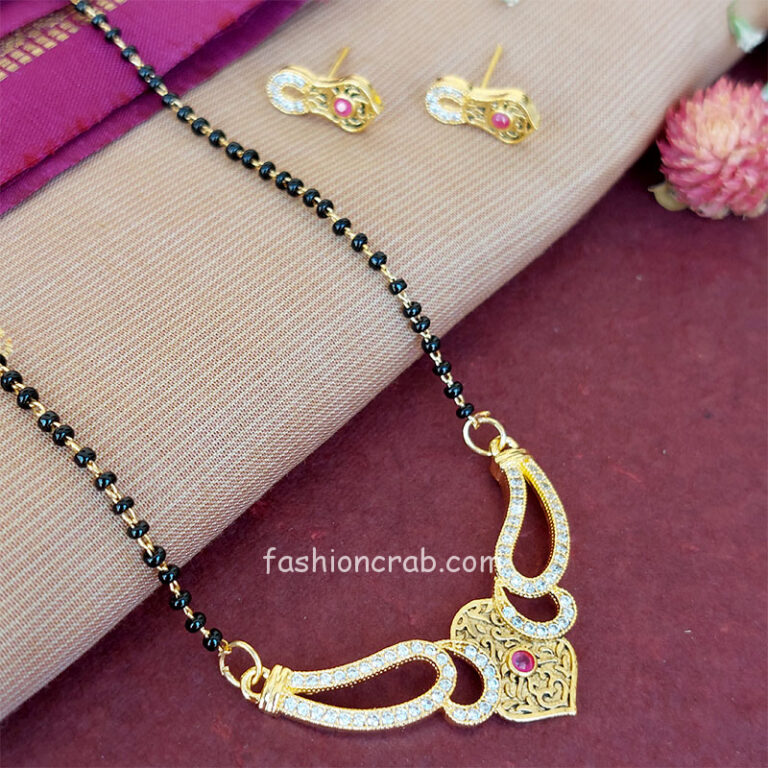 American Diamond Mangalsutra with Earrings for Women