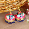Ethnic Rajasthani Jhumka Earrings - Pink Blue