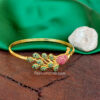 Gold Toned Cubic Zirconia Peacock Kada Bracelet