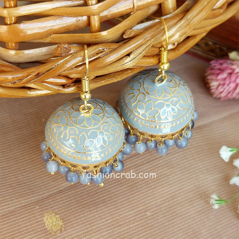 Grey Color Jhumka for Salwar Suit