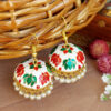 Meenakari Jaipuri Jhumka Earrings - White
