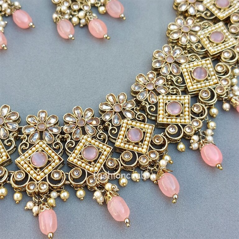 Polki Necklace - Light Pink
