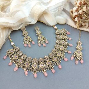 Polki Necklace - Light Pink