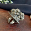 Stylish Oxidised Silver Adjustable Ghungroo Finger Ring
