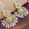 Big Light Pink Traditional Jhumka Earrings for Girls