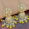 Bollywood Indian Ethnic Kundan Yellow Pearl Jhumka Bollywood Indian Ethnic Kundan Yellow Pearl Jhumka