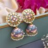 Hand Painted Meenakari Grey Jhumka