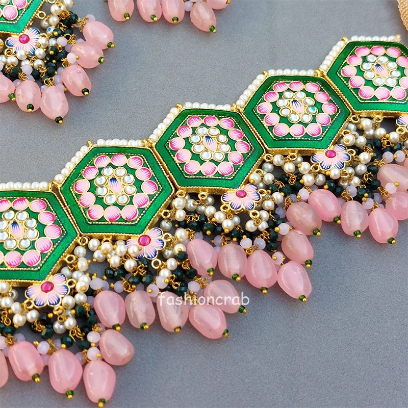 Meenakari Green Jewellery Set