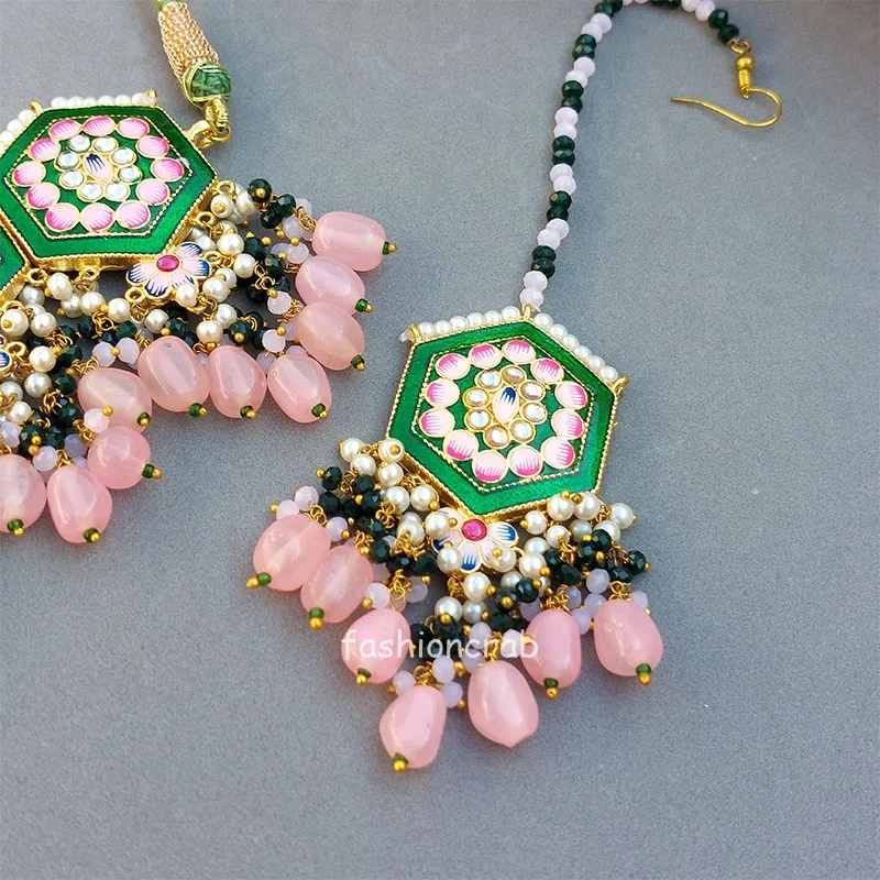 Meenakari Green Jewellery Set