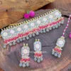 Meenakari Grey Colour Wedding Choker Necklace