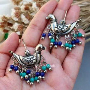 Oxidized Earrings – Blue Pearl