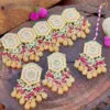 Peach Colour Meenakari Choker Necklace Set for Lehenga