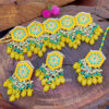 Yellow Colour Meenakari Choker Necklace Set for Lehenga