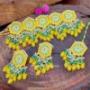 Yellow Colour Meenakari Choker Necklace Set for Lehenga