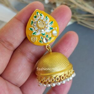 Alia Meenakari Jhumka - Yellow