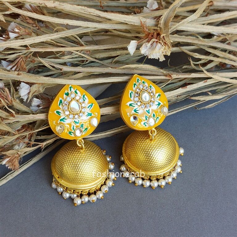 Alia Meenakari Jhumka - Yellow
