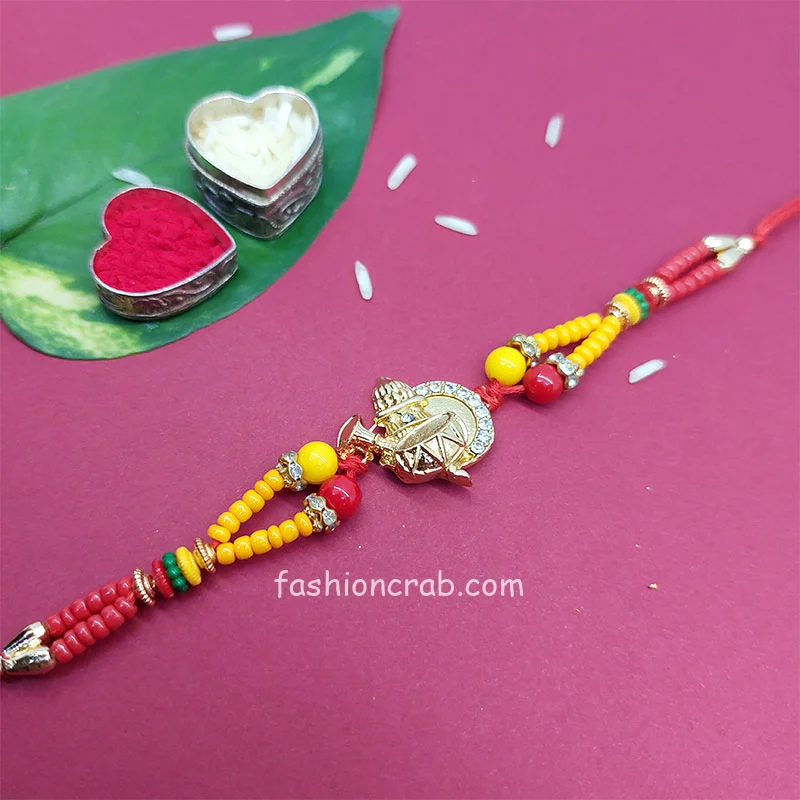 Beautiful Golden Kalash Lumba Rakhi Set