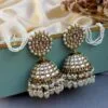 Big White Traditional Jhumka Earrings for Girls