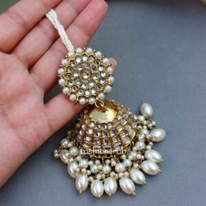 Big White Traditional Jhumka Earrings for Girls