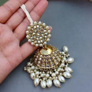 Big White Traditional Jhumka Earrings for Girls