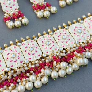 Meenakari White Jewellery Set