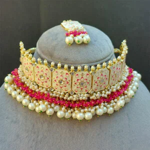 Meenakari White Jewellery Set