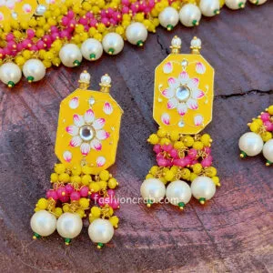 Meenakari Yellow Colour Wedding Choker Necklace