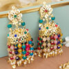 Multicolor Heavy Jadau Jhumka Earrings for Punjabi Suit