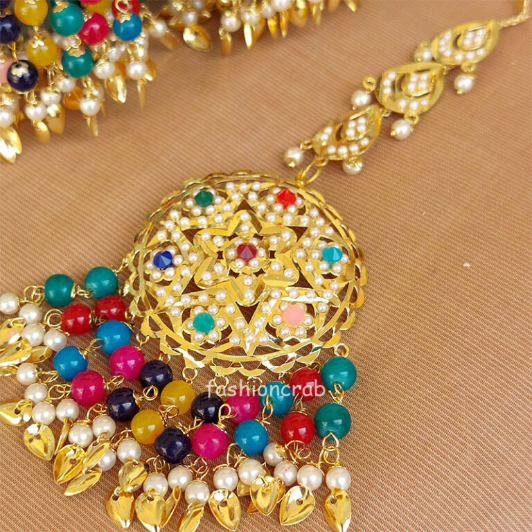 Multicolor Heavy Jadau Jhumka Earrings for Punjabi Suit
