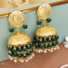 Punjabi Style Dark Green Jhumka with Maangtikka