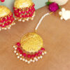 Punjabi Style Rani Pink Jhumka with Maangtikka-02 Punjabi Style Rani Pink Jhumka with Maangtikka
