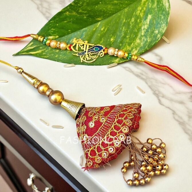 Radha Krishna Lumba Rakhi Set-04 Radha Krishna Lumba Rakhi Set