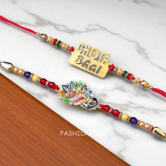 Set of 2 Chota Bhai and Peacock Handmade Rakhi-02 Set of 2 Chota Bhai and Peacock Handmade Rakhi