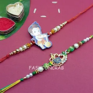 Set of 2 Stylish Bal Hanuman and Peacock Rakhi