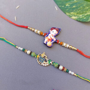 Set of 2 Stylish Bal Hanuman and Peacock Rakhi